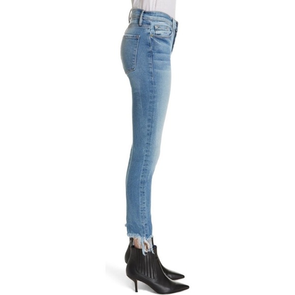 Frame Le Skinny De Jeanne Fray Hem Stiletto Dupont Blue Mid Rise Jeans Size 27 - Picture 2 of 12